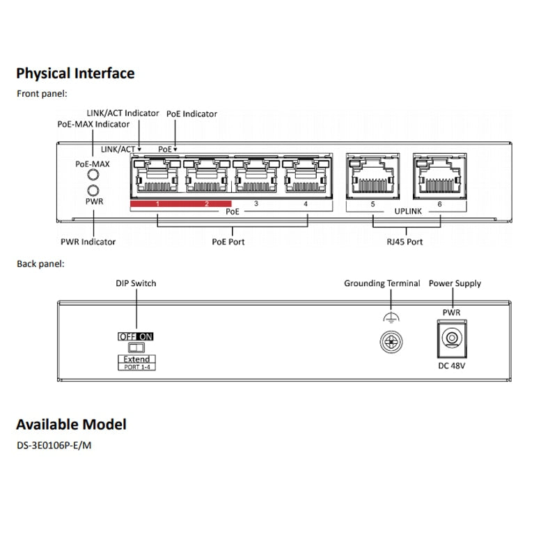 Hik POE Switch DS-3E0106P-E(4POE+2CH) and DS-3E0110SP-E (8POE+2CH) 100Mbps