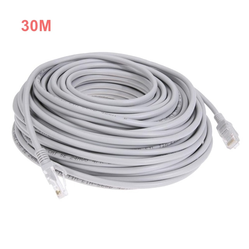Cat5e Ethernet Cable 20m 30m 50m White RJ45 Wire Cord for POE Security Cameras