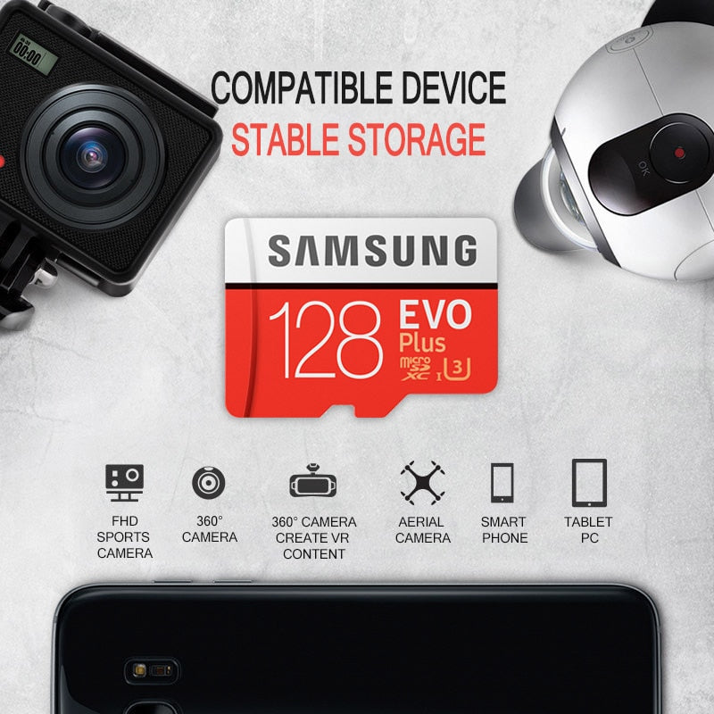 SAMSUNG EVO+ Memory Cards 64GB EVO plus U3 128GB 256GB Class10 Micro SD Card 32GB 16G microSD UHS-I TF Card