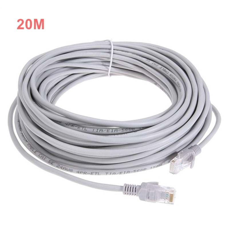 Cat5e Ethernet Cable 20m 30m 50m White RJ45 Wire Cord for POE Security Cameras