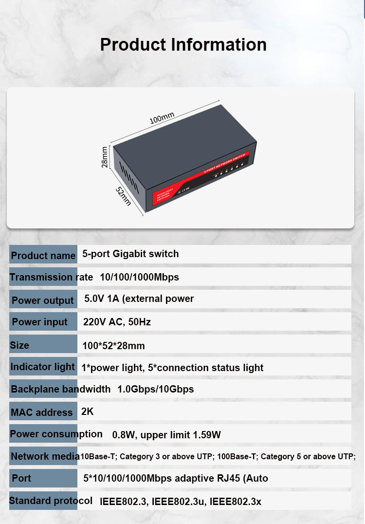 Gigabit Network Switch 1000Mbps  5/8/10 Port RJ45 LAN