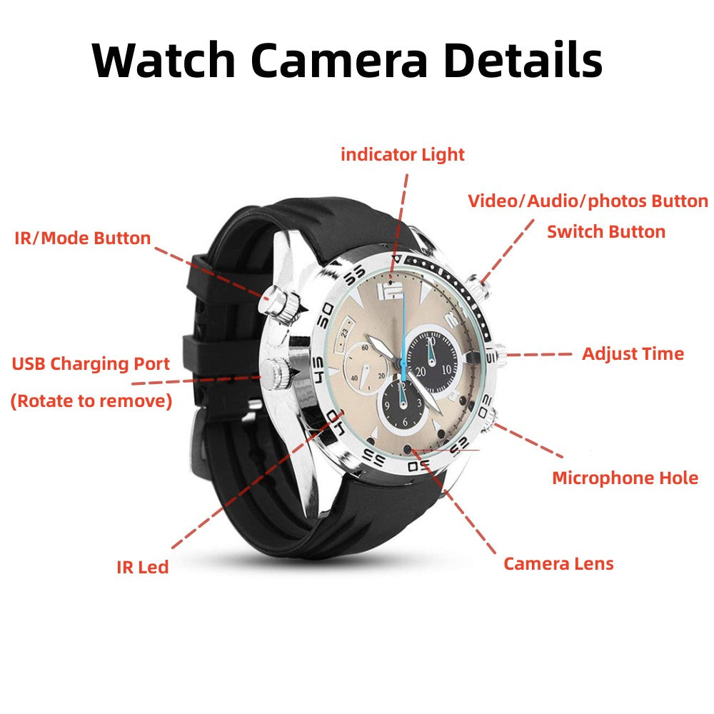Watch Camera HD 1080P , Night Vision, Audio Recording