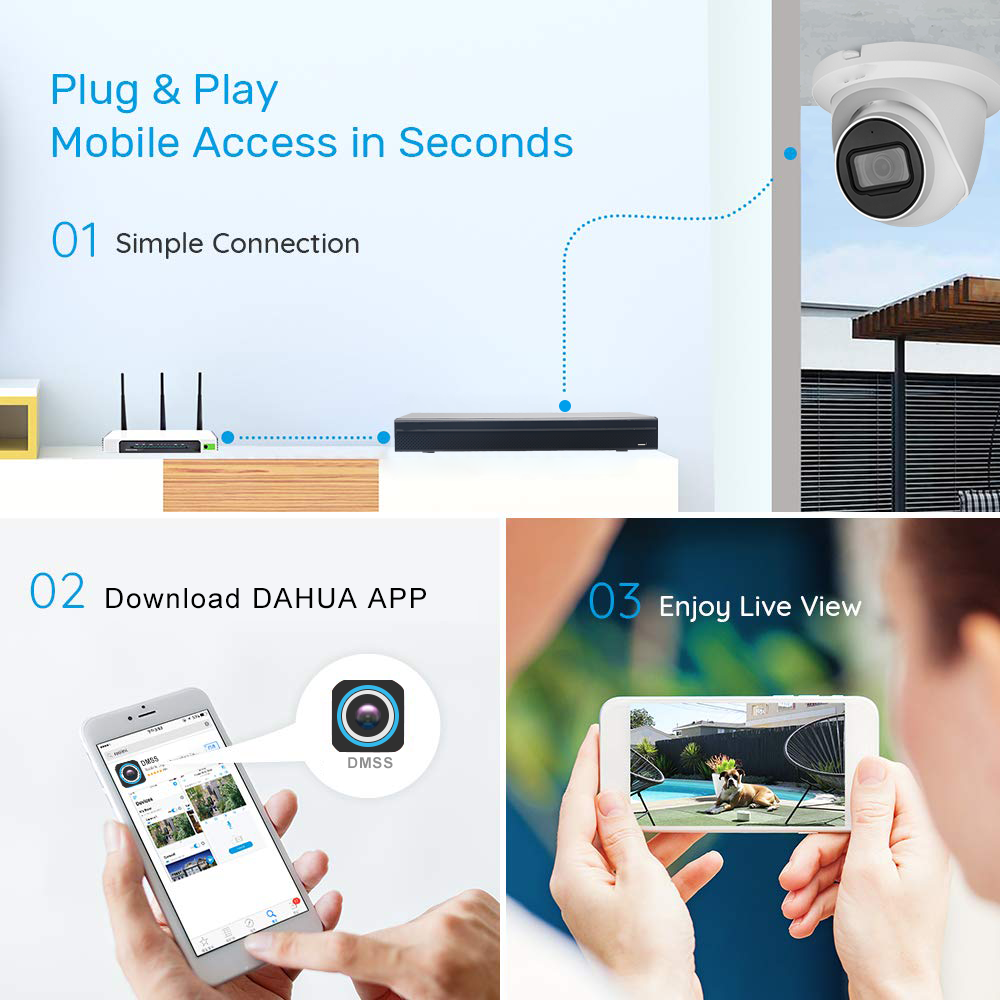 Dahua IP Camera Security set 4K 16CH POE NVR5216-16P-4KS2 8MP IPC-HDW2831TM-AS-S2