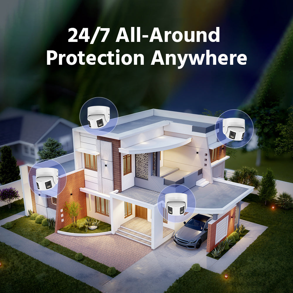 4K Duo Dual Lens Outdoor Security Camera POE Full Color Night Vision