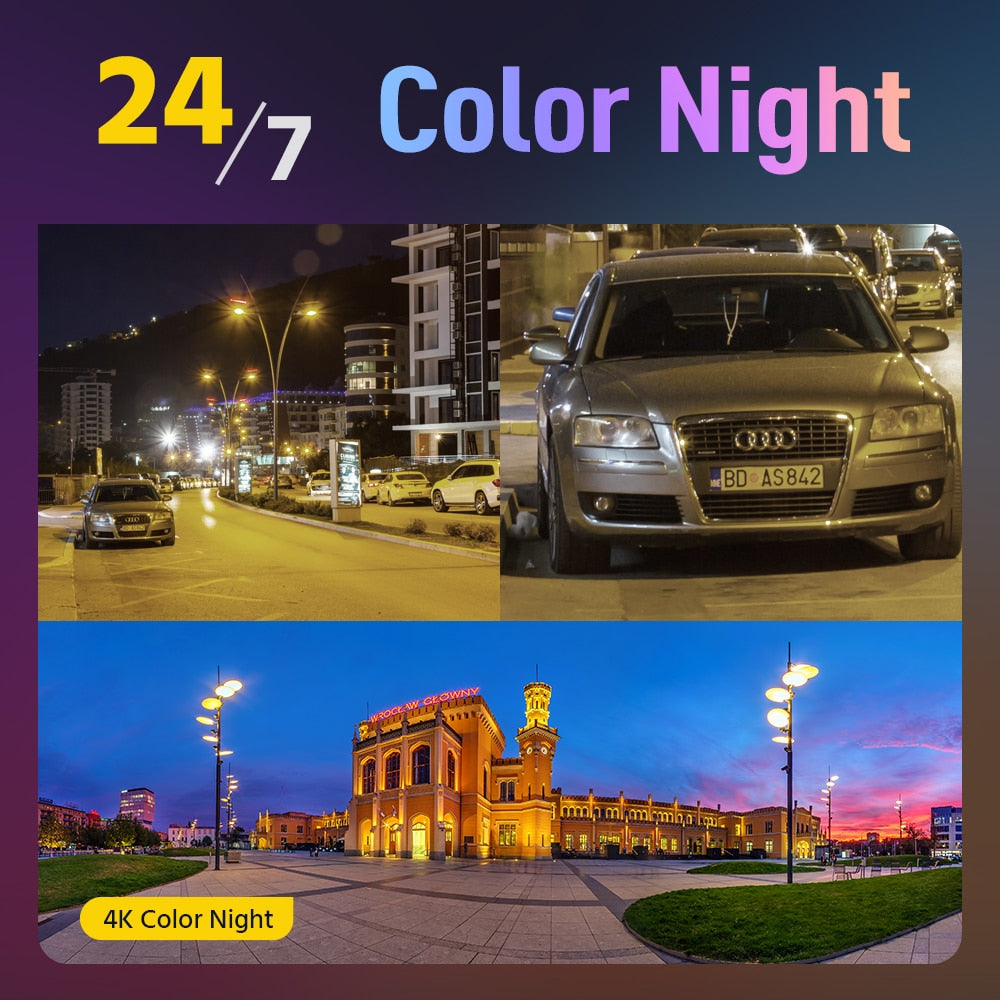 4K Duo Dual Lens Outdoor Security Camera POE Full Color Night Vision