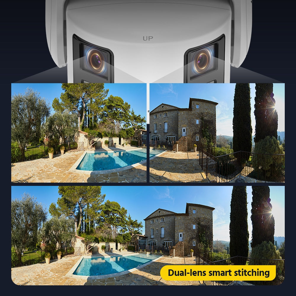 4K Duo Dual Lens Outdoor Security Camera POE Full Color Night Vision