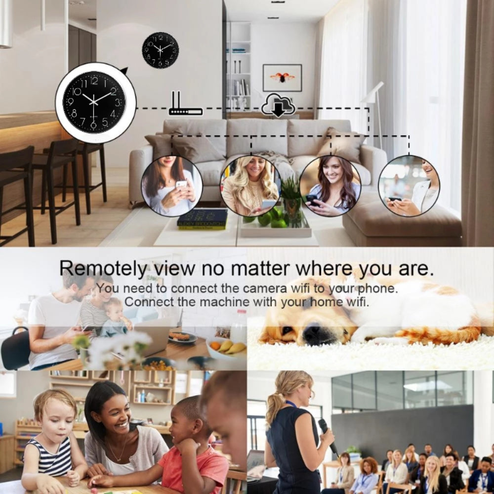 Wall Clock  spyCamera Wifi Remote Monitor Motion Detection