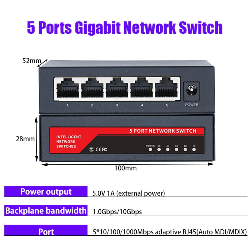 Gigabit Network Switch 1000Mbps  5/8/10 Port RJ45 LAN