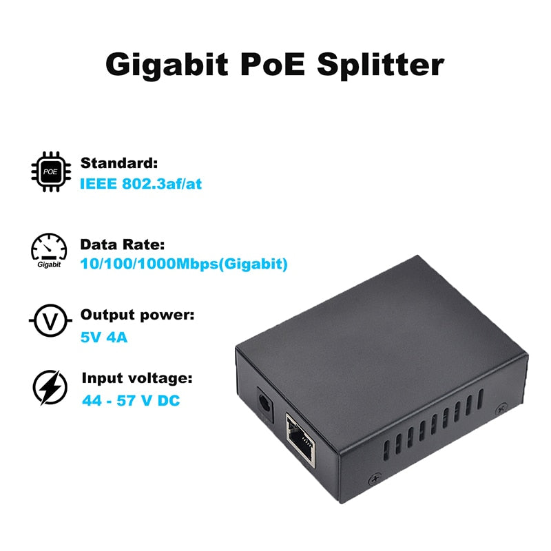 Gigabit POE Splitter 5V 4A POE injector and RJ45