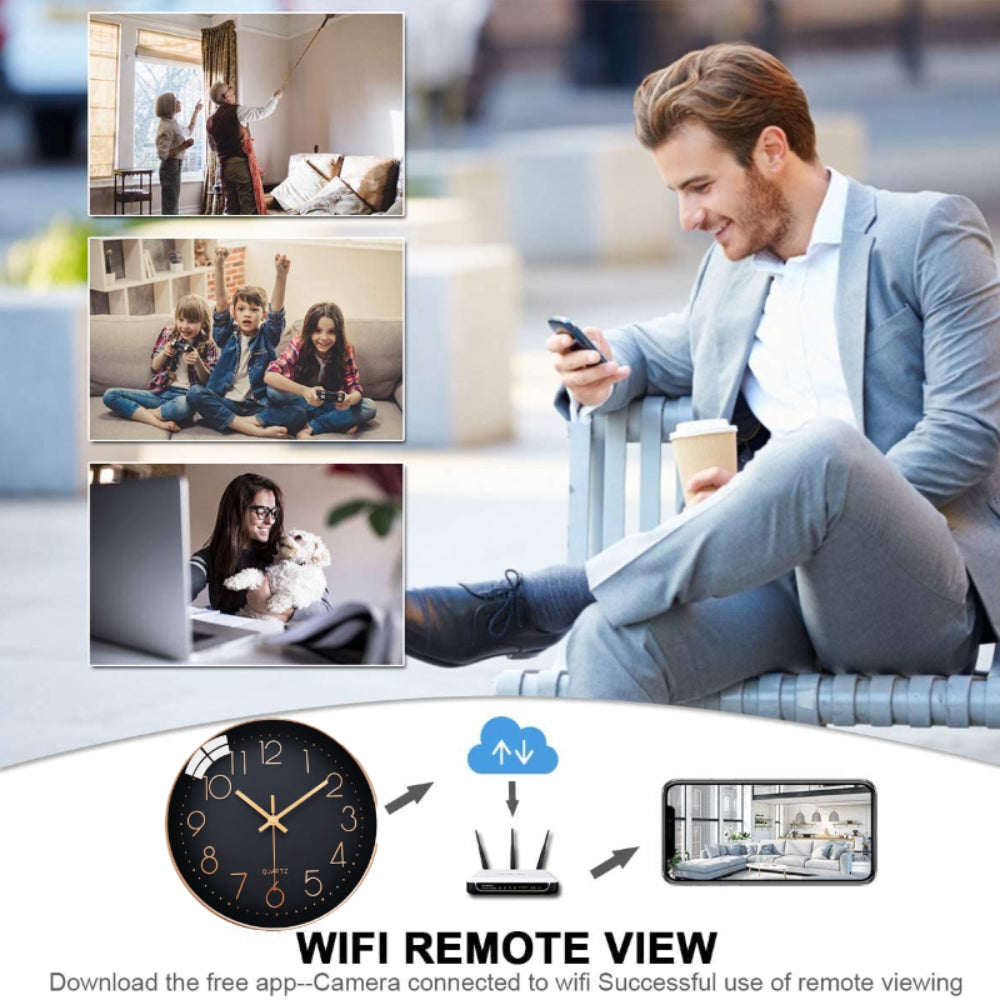 Wall Clock  spyCamera Wifi Remote Monitor Motion Detection