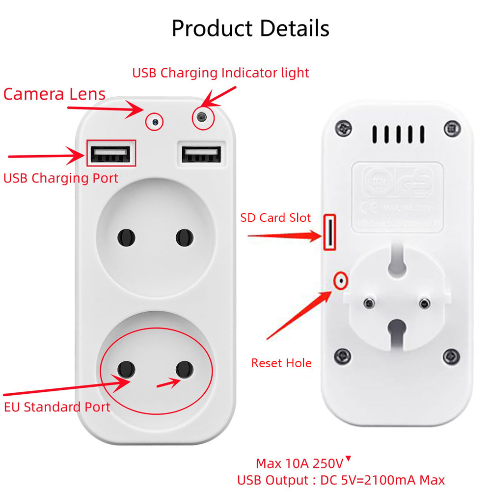 Spy Wifi Mini Socket Camera Camouflaged