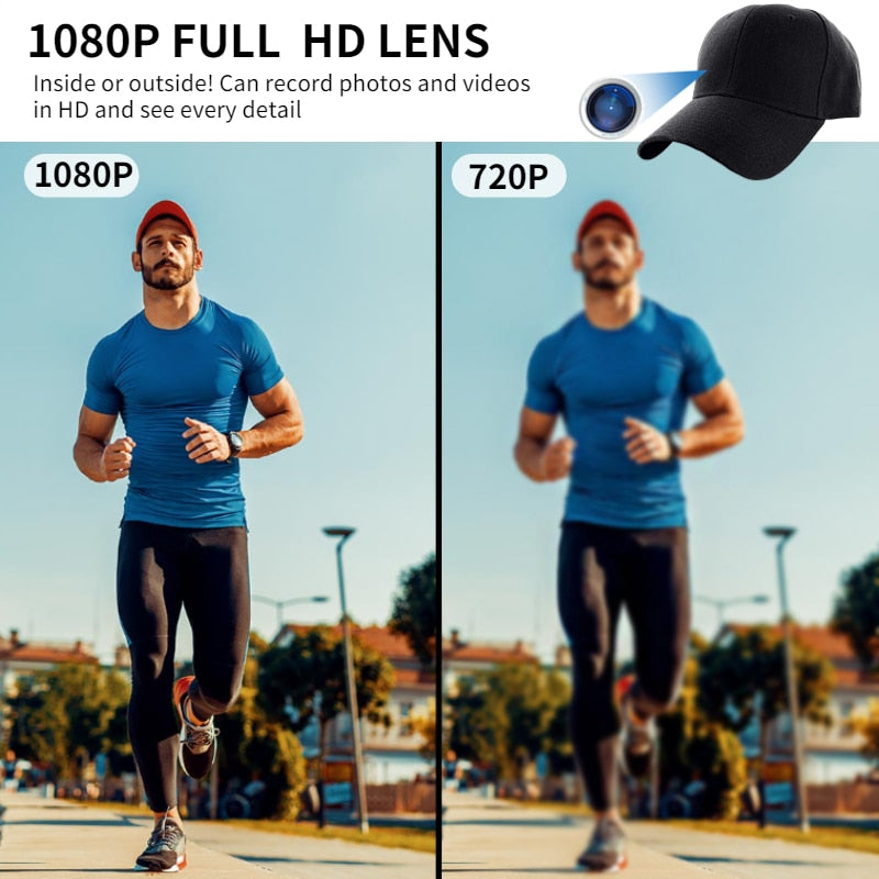 Mini cap Hat Camera 1080P HD WiFi Remote View Motion Detection Recorder