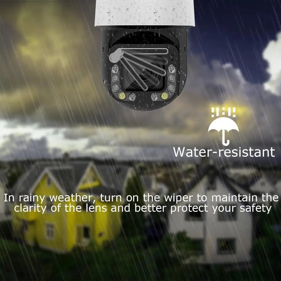 Hikvision Compatible Wiper 360° 4K 8MP PTZ 18X ZOOM IP Camera PoE 2-way Audio Human auto-tracking Plug&Play HIK NVR APP