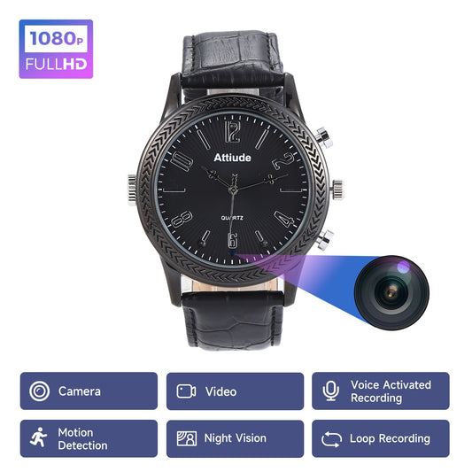 1080P HD  Watch SpyCamera Mini Invisible Night Vision
