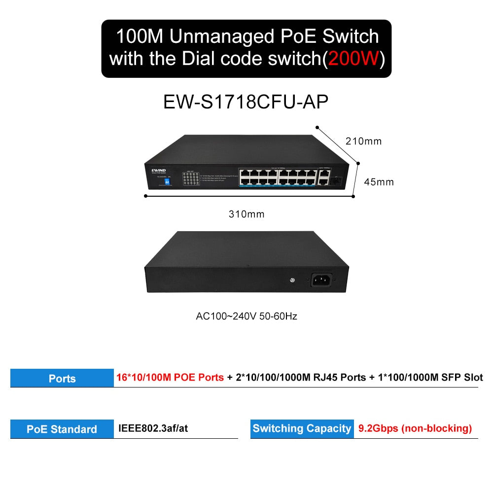 EWIND 16/24 Ports POE Switch 10/100/1000M