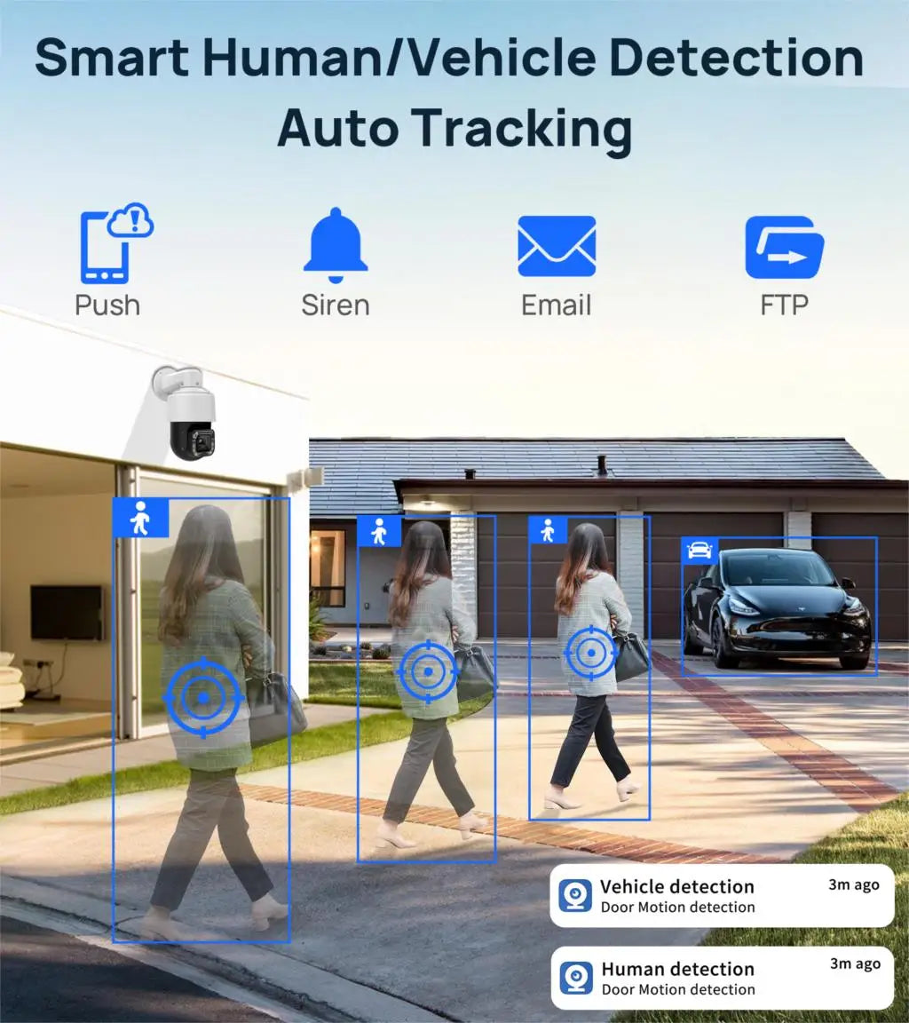 Hikvision Compatible Wiper 360° 4K 8MP PTZ 18X ZOOM IP Camera PoE 2-way Audio Human auto-tracking Plug&Play HIK NVR APP
