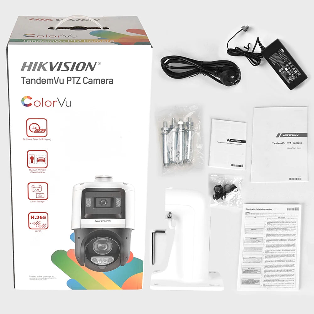 Hikvision DS-2SE4C425MWG-E/14 TandemVu 4+4MP F1.0 Bullet 25X PTZ 30-100M Colorful & IR Active Alarm 2-Way Audio