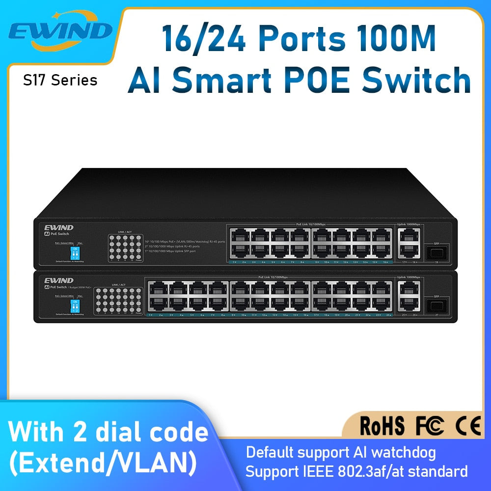 EWIND 16/24 Ports POE Switch 10/100/1000M