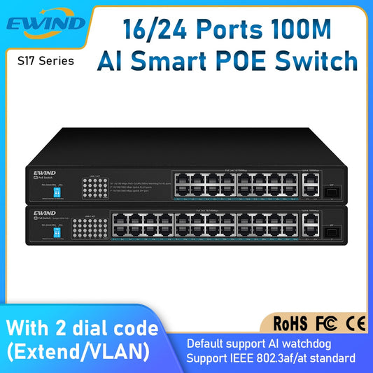 EWIND 16/24 Poorten POE Switch 10/100/1000M