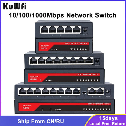 Gigabit netwerkswitch 1000 Mbps 5/8/10 poort RJ45 LAN